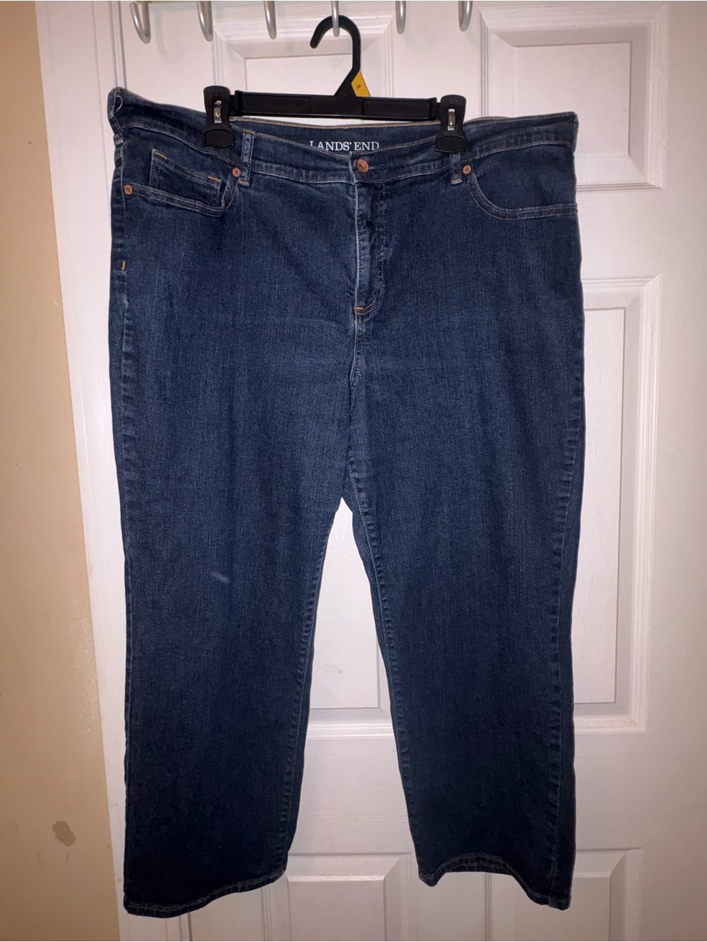 Lands' End Women's Straight-Leg Dark Denim Jeans